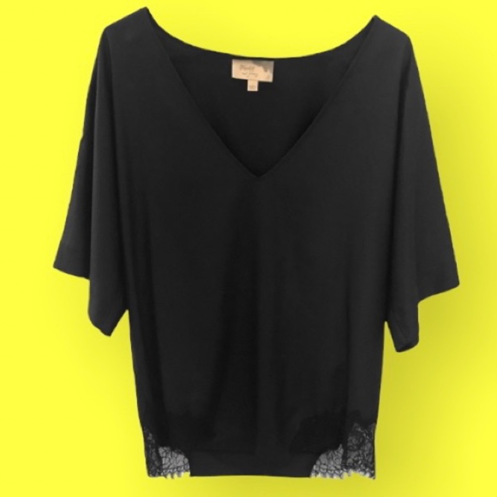 Black Lace Trim Blouse